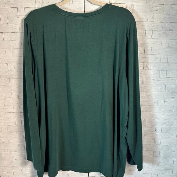Chico’s pima Cotton long sleeve Tee shirt Hunter Green Normcore casual plus size - Picture 2 of 9